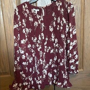 NWT Floral Burgundy Blouse